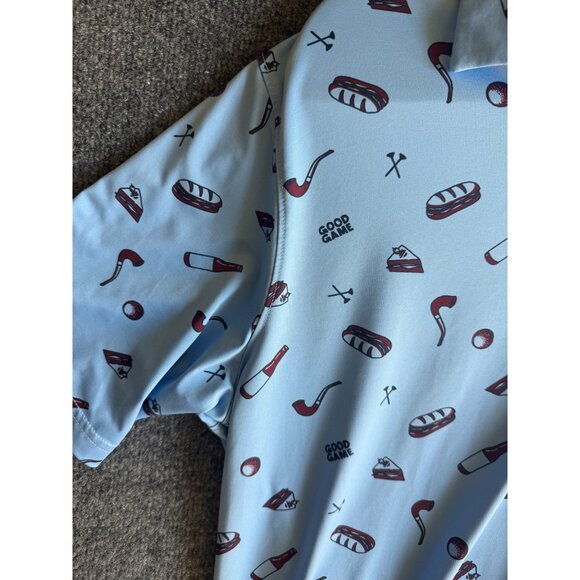 Walter Hagen 11 Majors Light Blue Golf Polo Shirt With Fun Graphic Print Made In - Picture 6 of 9